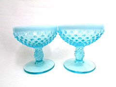 Fenton Blue Opalescent Hobnail 4” Tall Sherbet/Champagne Glasses