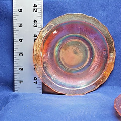 Set of 3 Federal Marigold Iridescent Depression Glass Normandie Cups And Saucer