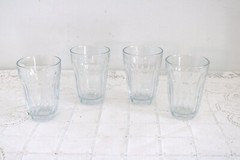 PASABAHCE PALAKS BAROQUE TURKEY Clear Glass 8 oz Juice Flat Tumbler Set of 4
