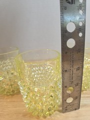 Fenton #3945 Topaz Opalescent Hobnail Uranium Juice Tumblers Set of 3