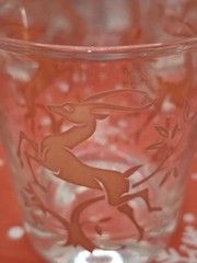 Vintage Red Gazelle Lowball Glasses 1950s MCM Glassware Set Federal Glass Co