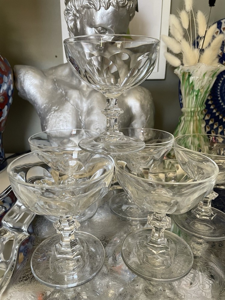 6 Cristal D’Arques Rambouillet Lead Crystal Champagne Coupe 3oz Sherbet Glasses