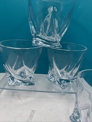 4 Mikasa Motion Crystal Old Fashioned Tumblers Twist Design