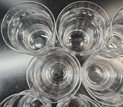 8 Stuart Crystal Dash Dot Tumblers Set Depression Clear Cut England Antique Lot
