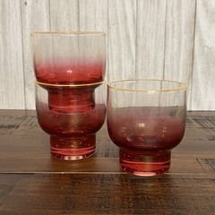 Vintage – Set of 3 – “Rose Glow” Red Blendo Cocktail Glasses – Cranberry Glass