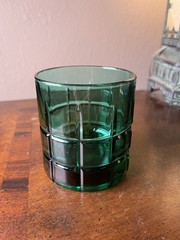 Anchor Hocking Green Tartan Double Old Fashion Glass 3 1/2”