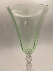 Vintage Cambridge Goblet Glass Bar Uv Reactive Glows Green Uranium 7”