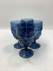 Set Of 4 Viking Georgian Bluenique Water Goblets 6-1/4″ 10-12oz Free Shipping
