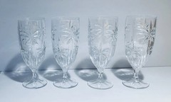 Godinger Glass Set of 4 Crystal Shannon South Beach Palm Tree Classy Tiki Vibe