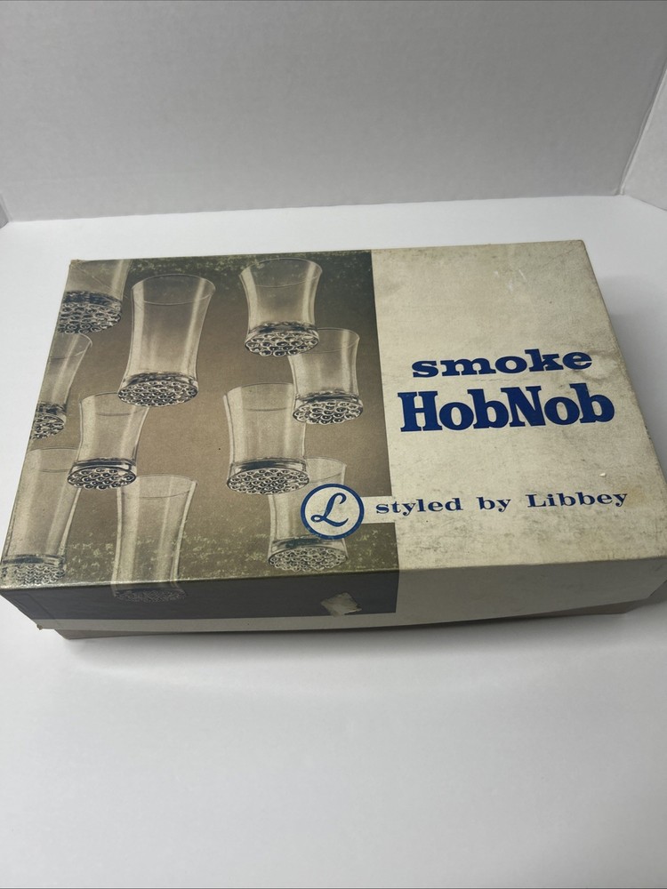 Vintage Smoke Hobnob Styles By Libby Glassware New In Box 6 Oz Juice Glass