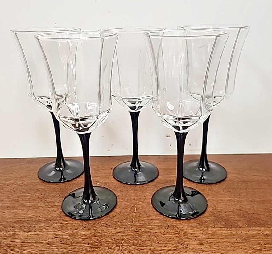 ARCOROC OCTIME BLACK WATER GOBLET SET OF FIVE – ELEGANT