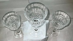 Set Of 3 Concerto By Calp Crystal Elegant Wine Glasses W/ Diamond Design