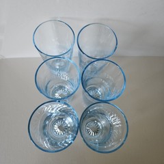 6 Vintage Light Ice Blue Drinking Water Glasses Tumblers 5.5″