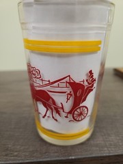 Vintage Hazel Atlas 1950’s Juice Glass Victorian Scene Horse & Carriage MCM 4 oz