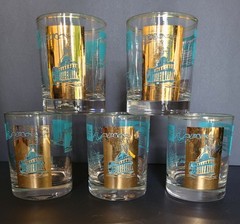 Libbey Southern Comfort riverboat tumbler featuring 22-karat gold , set of 6.