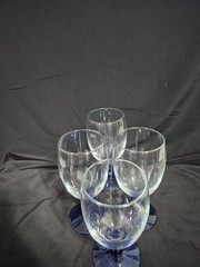 METROPOLIS BLUE LIBBEY GLASS BALL STEM ICED TEA GLASSES LOT OF 6