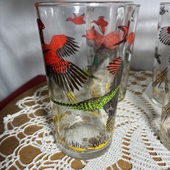 Vintage Pheasant Hunting Scene Drinking Glasses Set of 4 Game Bird Tumblers