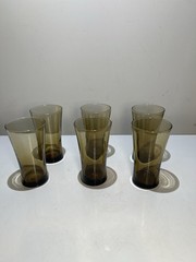 Anchor Hocking Linden Mocha Glass Tumblers – Set of 6 — 6.25” Vintage 1970s