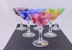 SET OF 6 BLEIKRISTALL HANDGESCHLIFFEN CUT TO CLEAR CRYSTAL CHAMPAGNE SHERBET