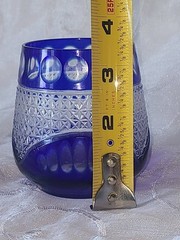 Vintage BOHEMIAN CZECH CUT CRYSTAL TUMBLERS COBALT BLUE to CLEAR 3.25″
