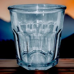 Anchor Hocking Paneled “RETIRED* Bistro HEAVY Clear Glass 4” Flat Tumbler