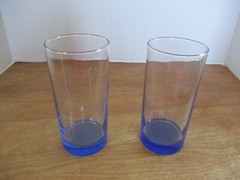 Vintage Crisa Glasses Tumblers Blue with Heavy Bottom ~ 12 ounce Capacity ~ 6″ T