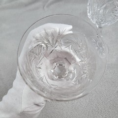 American Cut Eleanor Water Goblets Set Of 2 Crystal Stemware Pinwheel Fan VTG