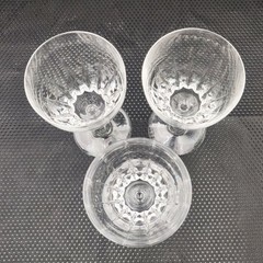 Set 3 Val St. Lambert GOETHE MILLET Teardrop Cut Crystal Water Wine Glass Signed