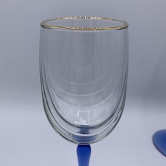 4 Lenox Cobalt Blue Stem Wine Glasses Goblets 8” Swag Drape Gold Rim 8 oz