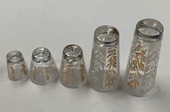 (5) Retro Gold White Frosted Leaf Pattern Drinking Glasses 7”