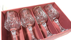 Cristal d’Arques Longchamp Gold Rim Footed Dessert Wine Glasses 4 Set, 5 3/4 oz