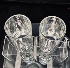 (2) Vintage Libbey Crisa Impressions Tumblers Clear Glass W Dimples Easy Hold