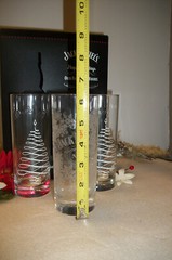 3 NEW JACK DANIELS Tall Glasses 2 Christmas Trees & 1 Old No. 7 Etched 6 1/8″ T