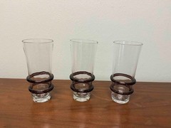 Beautiful Vintage Blenko Purple Double Ring Glass – Set of 3 #3749