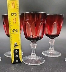 Cristal D’Arques Durand Red Gothic Cordial Glasses 3.25″ France Set of 5