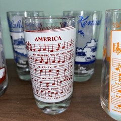 VTG 5 States Collectors Glasses Drinking Tumbler with Sheet Music Novelty