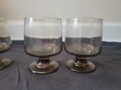 Libbey Tawny Accent Smoke Brown Set of 4 Barware Glasses Stemmed 4.5 oz Vintage