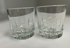 2 Arcoroc France LANCER Clear Vertical Cut On The Rocks Glasses 10.5 oz Vintage