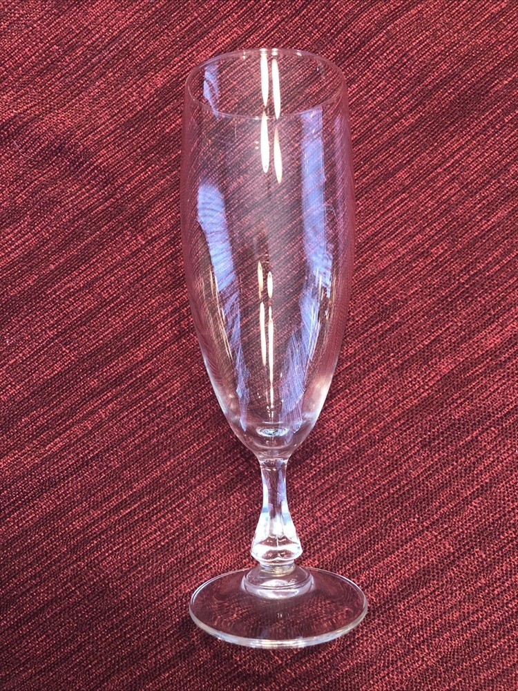 VINTAGE Crystal Champagne Flute Glass Multisided Stem Vertical Cuts, One Glass
