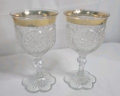 Vintage Gold Rim Wine Glasses Set Of 2 Rare