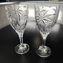 NEW Set Of 2 Godinger Shannon Palm South Beach Crystal Water Wine Glasses 8 Inch
