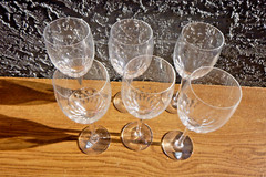 Set of 6 Orrefors Sweden PRELUDE 7 3/8 Claret Wine Goblet Glasses Signed Sticker