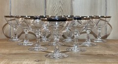 Fostoria Wedding Ring Set of 10 Sherbet Champagne Glasses 4.25″ tall Vintage