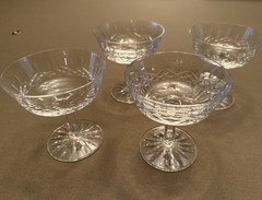 Set of 4 Waterford Crystal LISMORE Saucer Champagne/Tall Sherbet Glasses 4″ EUC