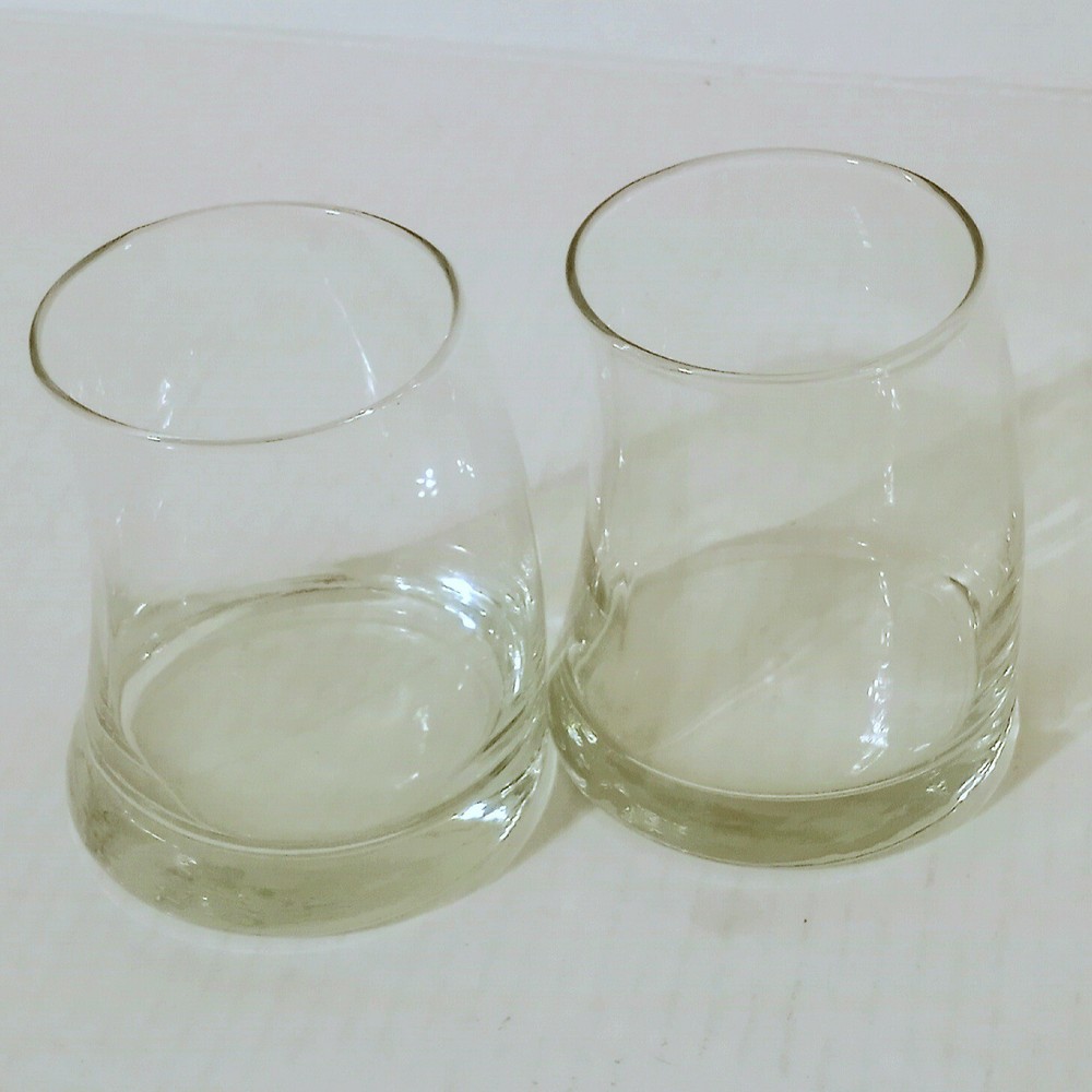 Libbey Clear Glass Swerve Double Old-Fashioned Rocks Glasses 14oz Set of 2
