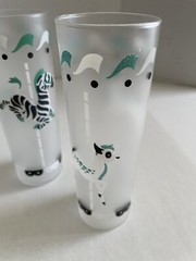 Set Of 4 Libbey Carousel Animals Frosted Drinking Glasses Vintage MCM