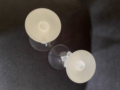 2 Wedding Toast Wings Stem Frosted Dove Crystal Glass Water/Wine