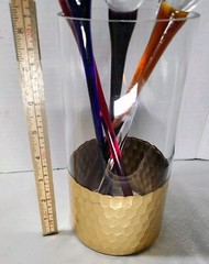 5 Footless champagne/Wine flutes 13.5″ Stem. W/Gold Trimmed Glass Container