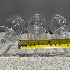 3 Vtg Etched Crystal Water Goblet Wine Glasses 7.8” Floral Leaves Elegant EUC!