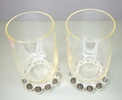 Imperial Glass Candlewick Water Goblets – Clear Beaded Base, Vintage 4¾» Pair